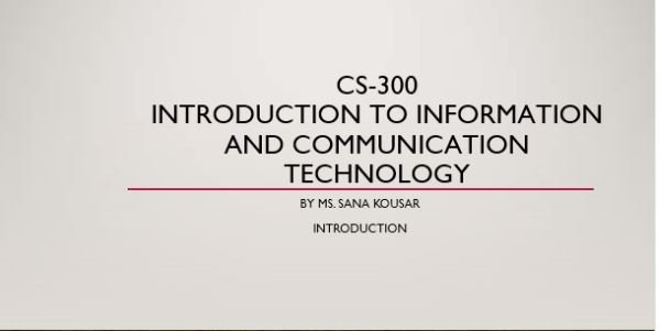 lecture 1 ICT Introduction to Information and Communication Technology